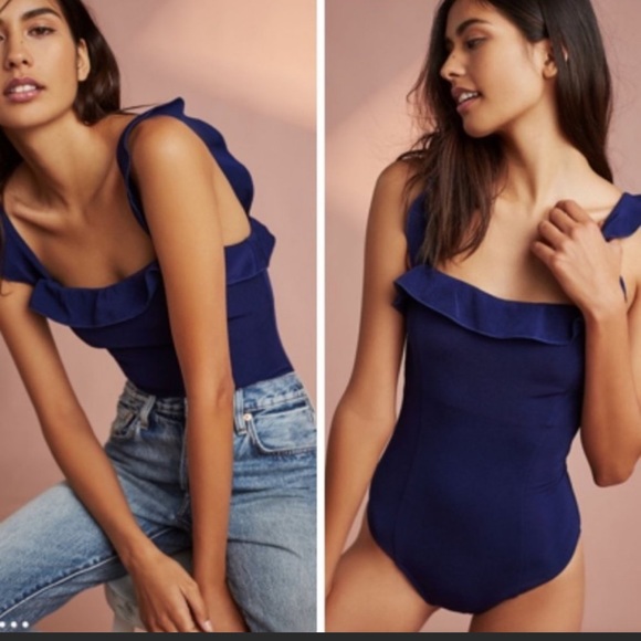 Capulet Tops - Capulet x Revolve Blue Ruffle Bodysuit XS